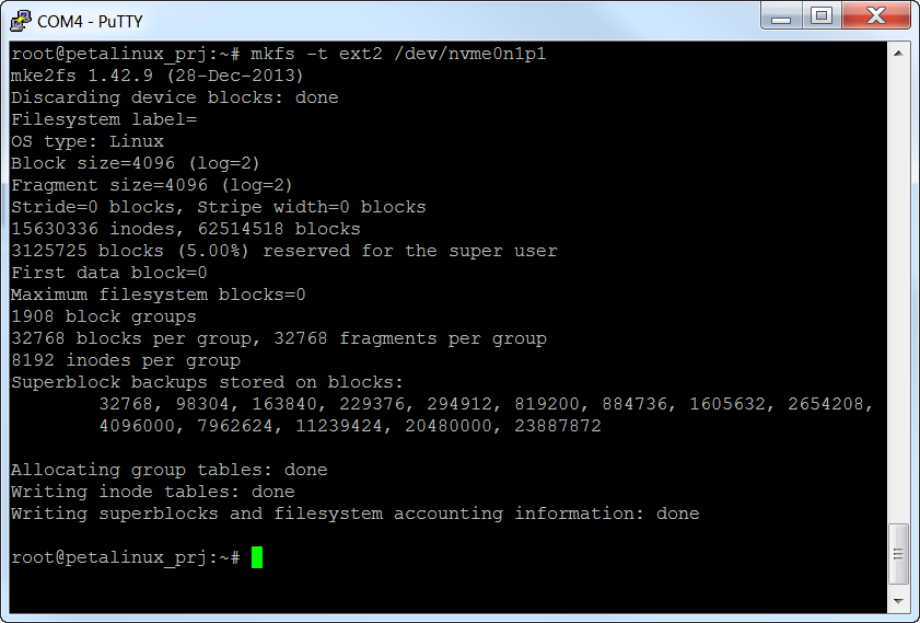 Create the file system using mkfs